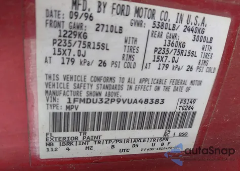 1997 Ford Explorer Eddie Bauer/Limited/Xlt z USA, uszkodzony, nr VIN 1FMDU32P9VUA48383